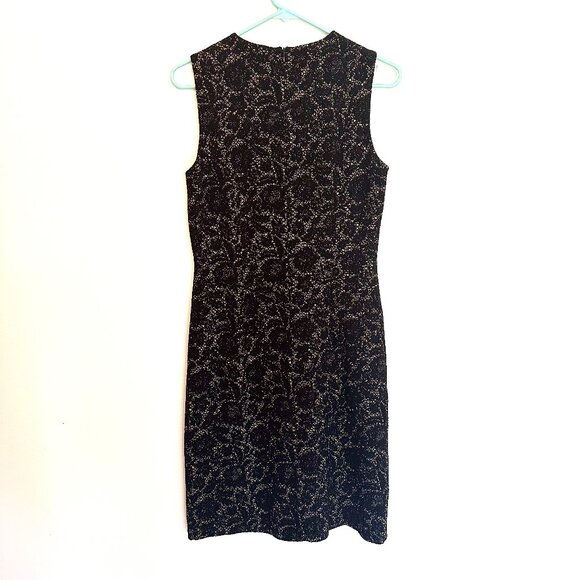 J. McLaughlin black & gold metallic, lace inspired, sleeveless midi sheath dress - Picture 2 of 8